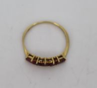 Vintage 5 Stone Amethyst 9ct Gold Ring