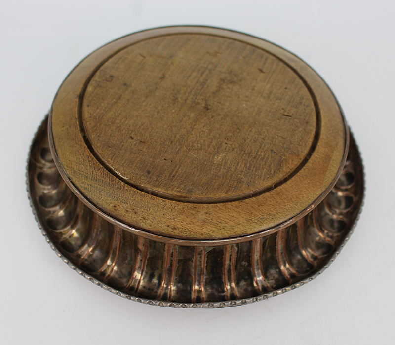 Antique Sheffield Plated Turned Wooden Wine Coaster - Image 3 of 3