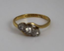Mid 20th c. Diamond Three Stone 18ct Gold Ring