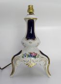 Lindner Kueps German Porcelain Floral White & Cobalt Table Lamp