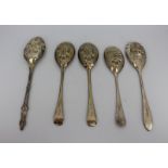 Set of 5 Silver Plated Berry Spoons