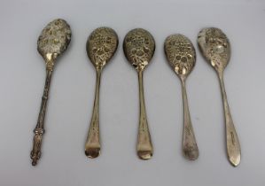 Set of 5 Silver Plated Berry Spoons