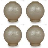 4 x Acid Etched Globular Glass Lampshades