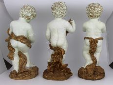 Set of 3 Vintage Painted Cherub Figures