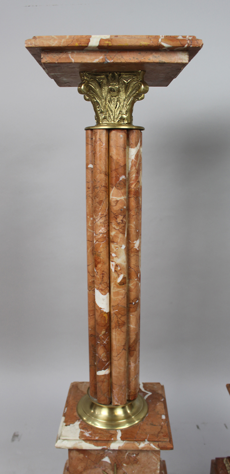 Pair of Rouge Marble Column Pedestals - Image 4 of 6