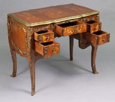 Louis XV style Marquetry Inlaid Brass Bound Desk