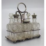 Fine Edwardian Silver Plated Crystal Cruet Set