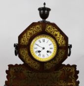 Antique 19th c. Brass Inlaid Mantle Clock