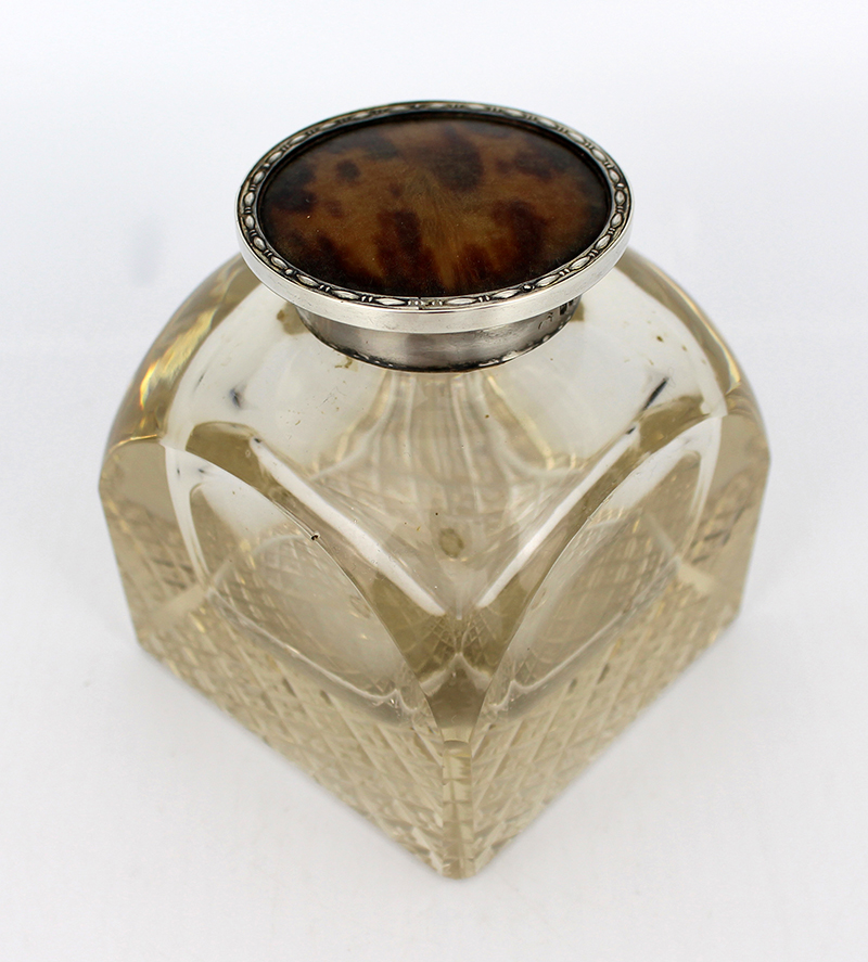 Fine Antique Large Cut Glass Silver Mounted Inkwell - Image 4 of 9
