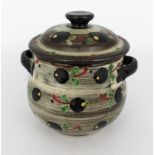 Decorative Lidded Two Handled Pot