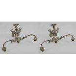 Pair of Vintage Silver Metal Cherub Three Light Chandelier