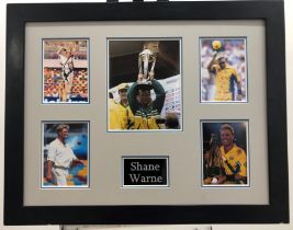 Shane Warne Framed Original Signature Presentation