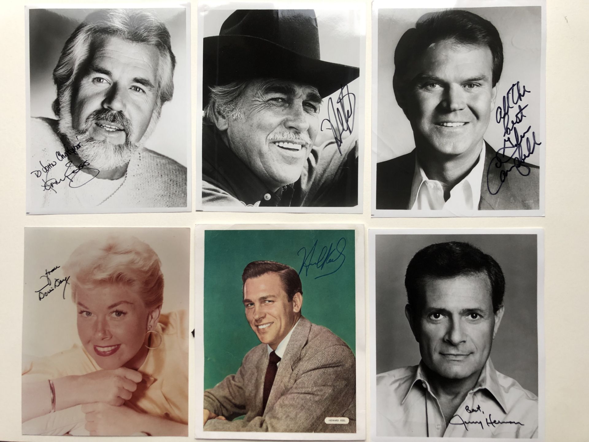 Musical/Country; Doris Day, Howard Keel, Kenny Rogers, Glen Campbell & Jerry Herman Signed Photos