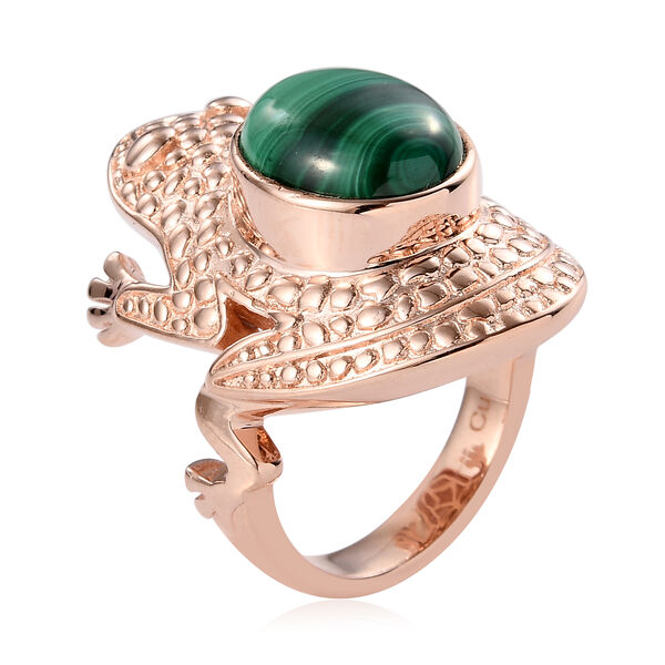 New! Malachite Frog Ring with Magnet in Rose Gold Tone - Image 3 of 4