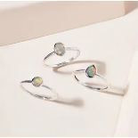 New! Set of 3 Ethiopian Welo Opal Stackable Ring Sterling Silver