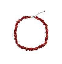 New! Coral Necklace in Silver Tone