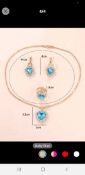 New! Rhinestone Baby Blue Jewellery Set