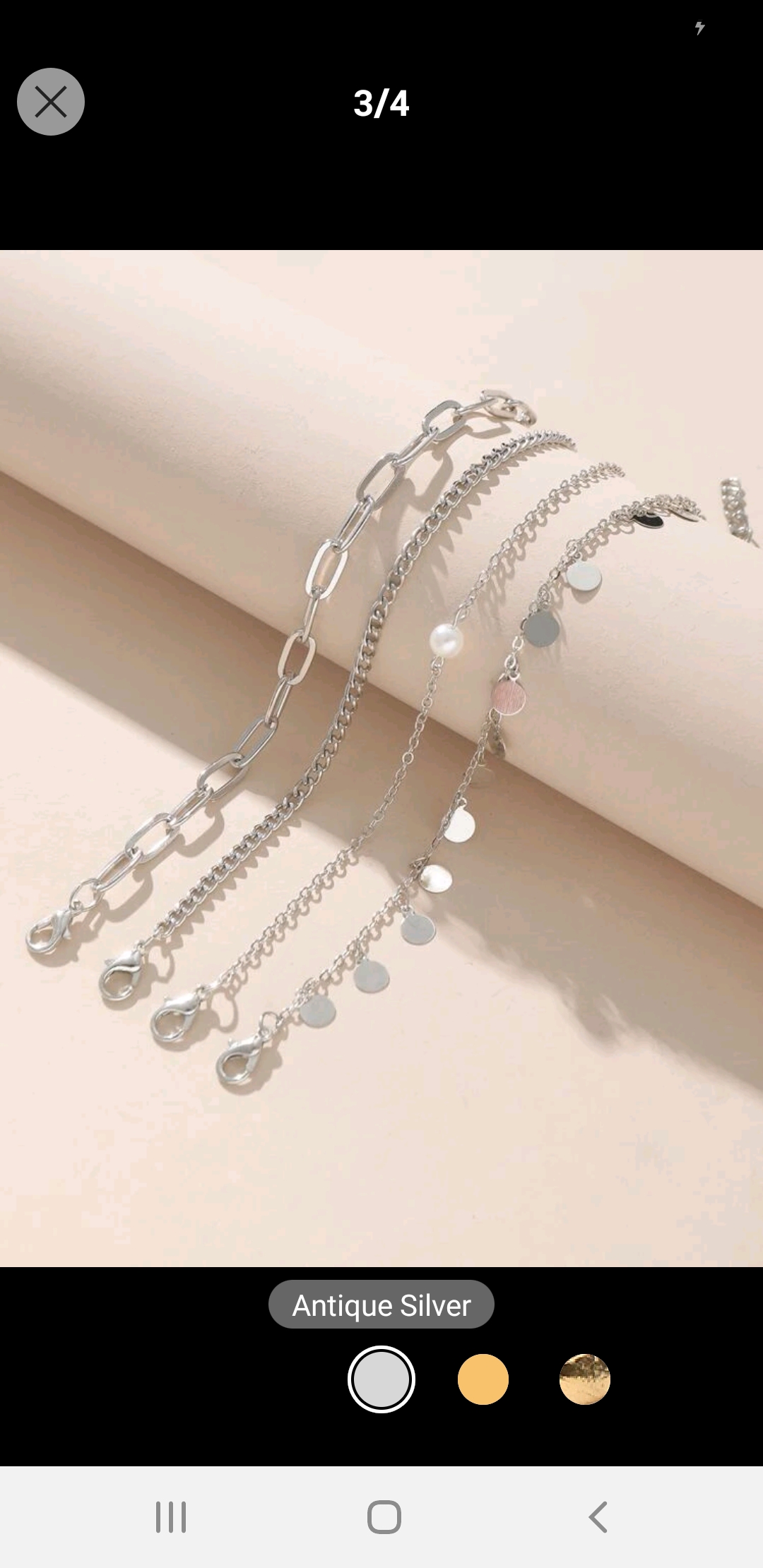 New! 4 Piece Random Disc & Faux Pearl Bracelet - Image 4 of 4