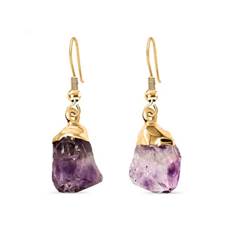 New! Amethyst Earrings in Gold Tone - Image 3 of 3