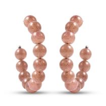 New! Quartz and White Austrian Crystal Necklace & Strawberry Quartz Earrings
