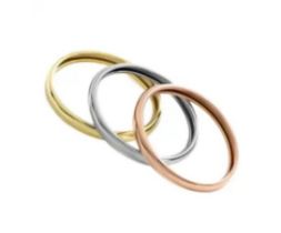 New! Set of 3 - 9K Yellow, White and Rose Gold Band Ring