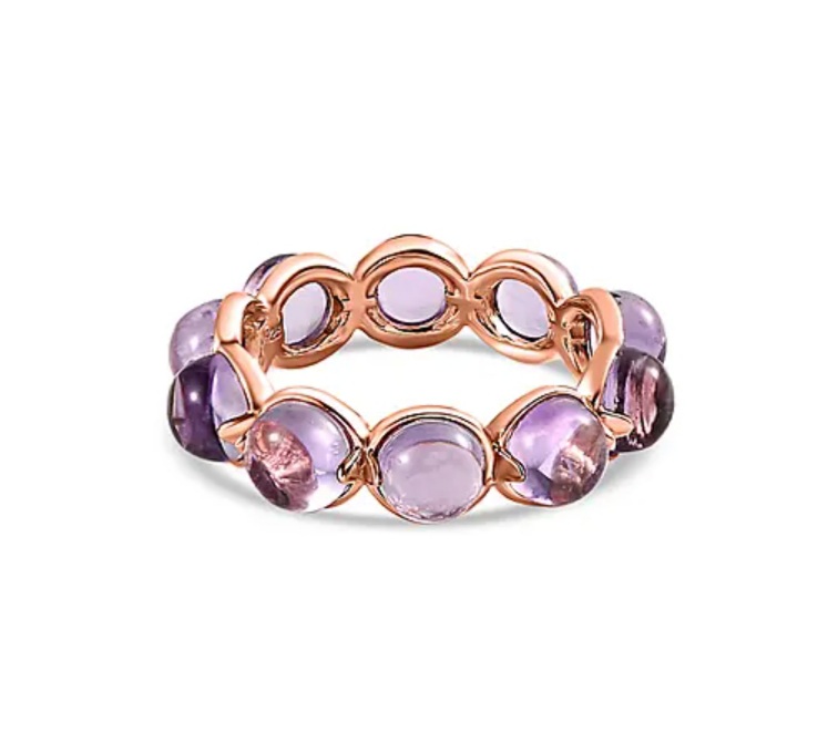 New! Pink Amethyst Band Ring in 18K Rose Gold Vermeil Plated Sterling Silver - Image 2 of 4