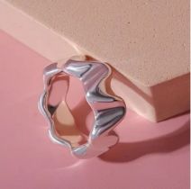 New! Sterling Silver Wavy Band Ring