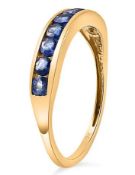 New! 9K Yellow Gold Masoala Sapphire Half-Eternity Band Ring