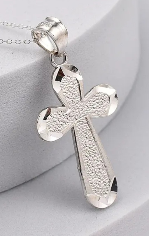 New! Sterling Silver Cross Pendant with Chain - Image 3 of 5