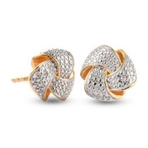 New! Diamond Knot Ring with Earrings in 14k Gold Overlay Sterling Silver