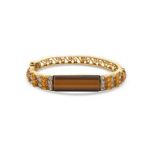 New! Yellow Tigers Eye, Champagne Diamond and White Austrian Crystal Bangle