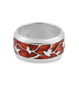 New! Enamelled Ring in Silver Tone