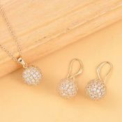 New! 2 Piece Set - Simulated Diamond Cluster Pendant & Earrings