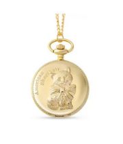 New! Strada Japan Movement American Shorthair Pattern Gold Plated Pocket Watch