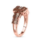 New! Natural Champagne Diamond Ring in 18K Vermeil Rose Gold Overlay Sterling Silver