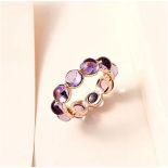 New! Pink Amethyst Band Ring in 18K Rose Gold Vermeil Plated Sterling Silver