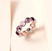 New! Pink Amethyst Band Ring in 18K Rose Gold Vermeil Plated Sterling Silver