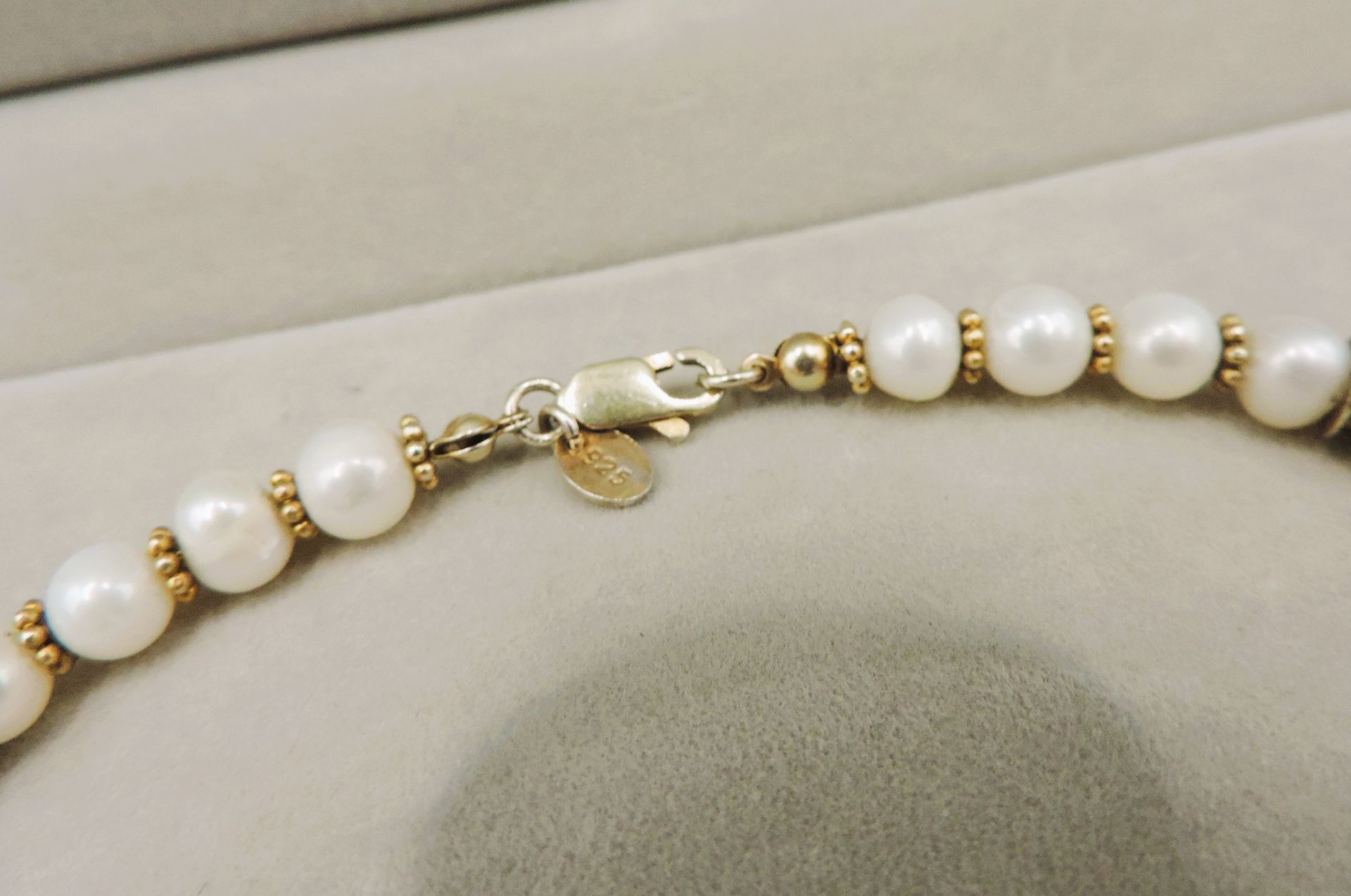 Gold on Silver Cultured Pearl & Bead Necklace with Gift Box - Image 7 of 7