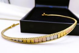 Italian Tri-Colour Gold on Sterling Silver Bracelet with Gift Box