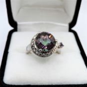 Mystic Topaz Ring 5 Carats Sterling Silver New with Gift Box