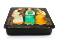 VIntage Russian Hand Painted Lacquer Box Artist Signed