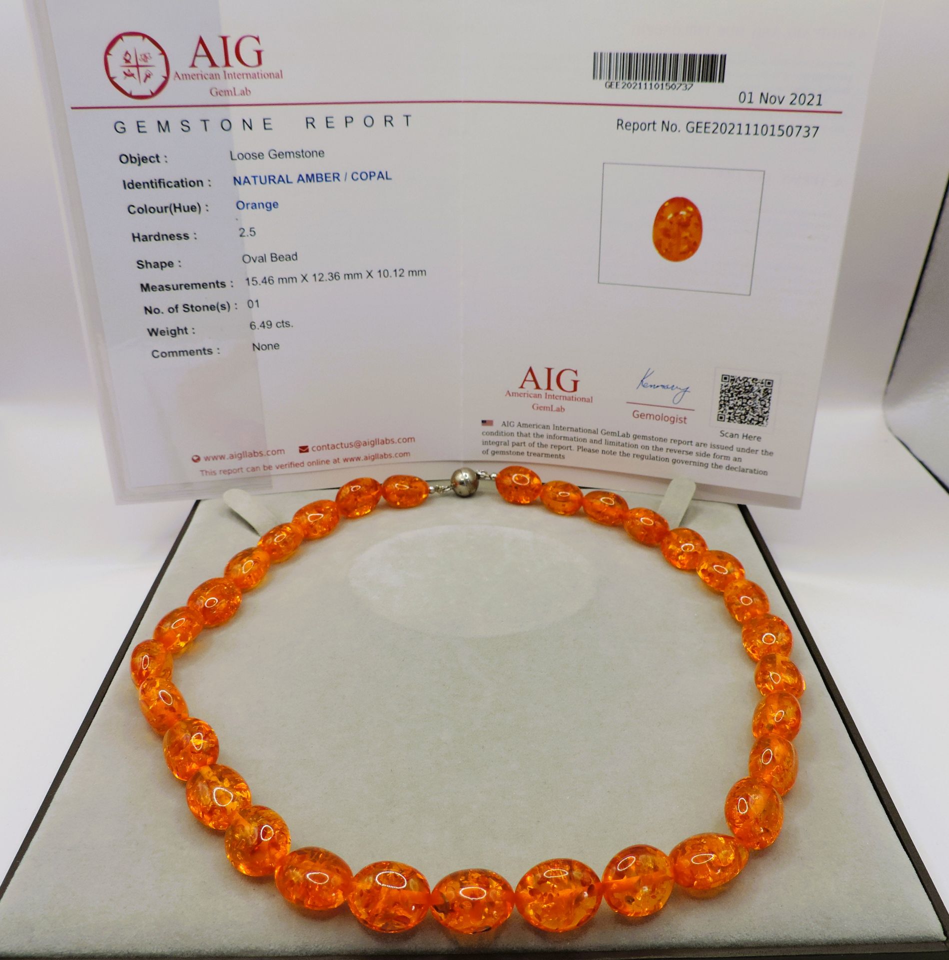 Natural Certified AAAA Grade Baltic Amber Necklace Silver Clasp New with Gift Box - Image 8 of 8