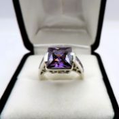 Sterling Silver Amethyst Ring 6cts New with Gift Pouch