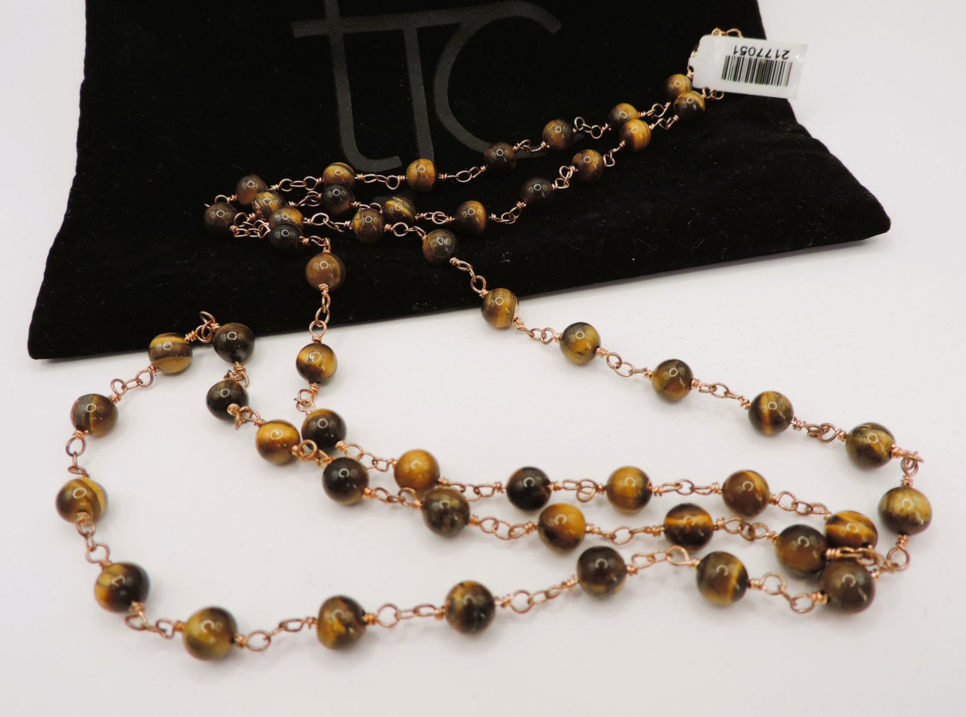 Tigers Eye Gemstone Chain Necklace 32 inches New with Gift Pouch - Image 4 of 4