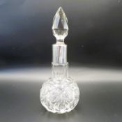 Antique Victorian Cut Glass Perfume Bottle Sterling Silver Collar Birmingham 1897