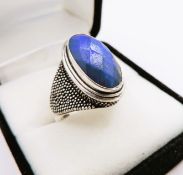 Artisan Sterling Silver Lapis Lazuli Ring with Gift Pouch