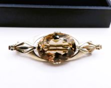 Vintage Sterling Silver 8CT Smokey Quartz Brooch