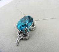 Sterling Silver Topaz Necklace New With Gift Box