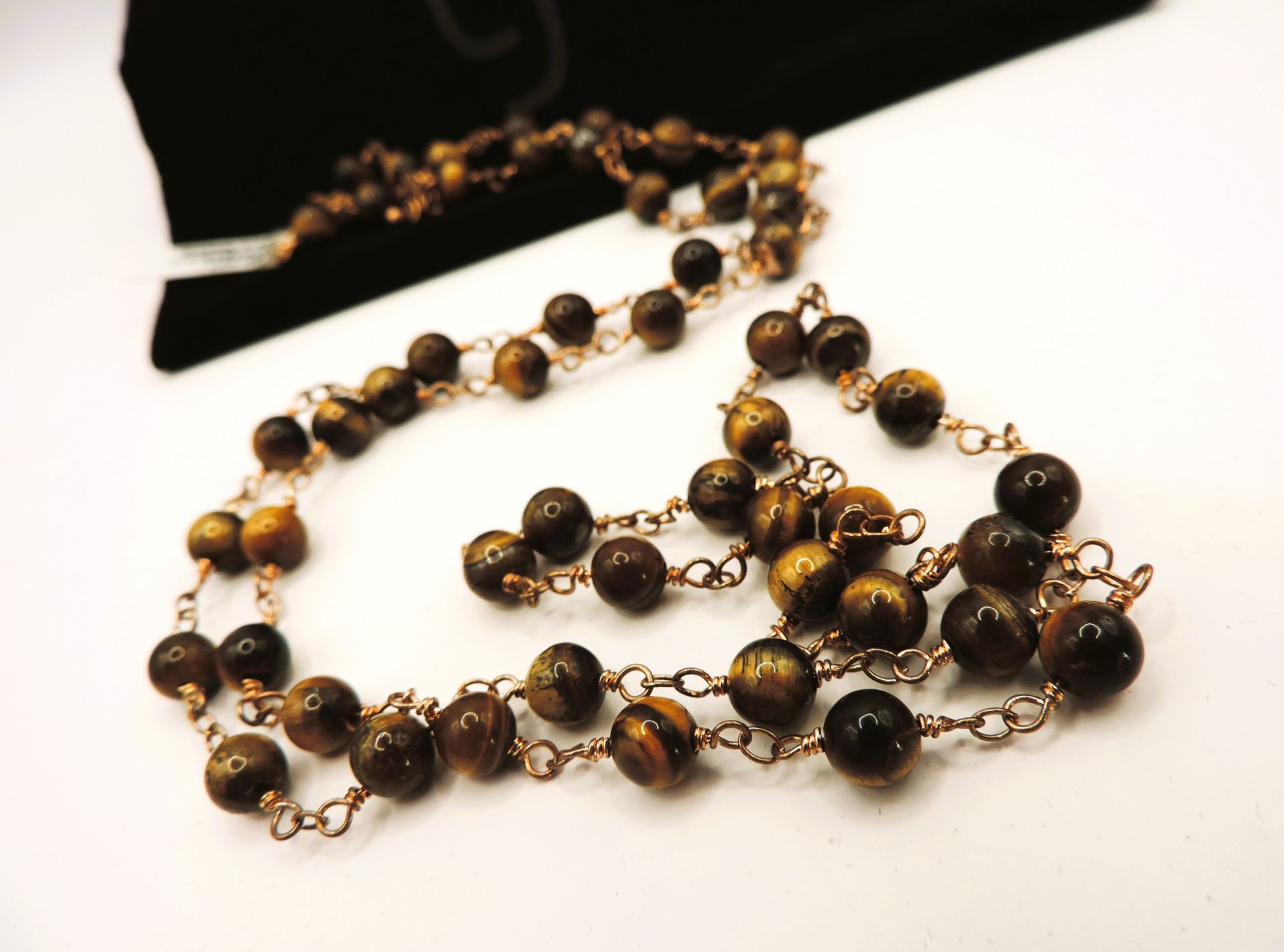 Tigers Eye Gemstone Chain Necklace 32 inches New with Gift Pouch - Image 3 of 4