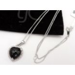 Sterling Silver Black Onxy Heart Necklace New with Gift Pouch